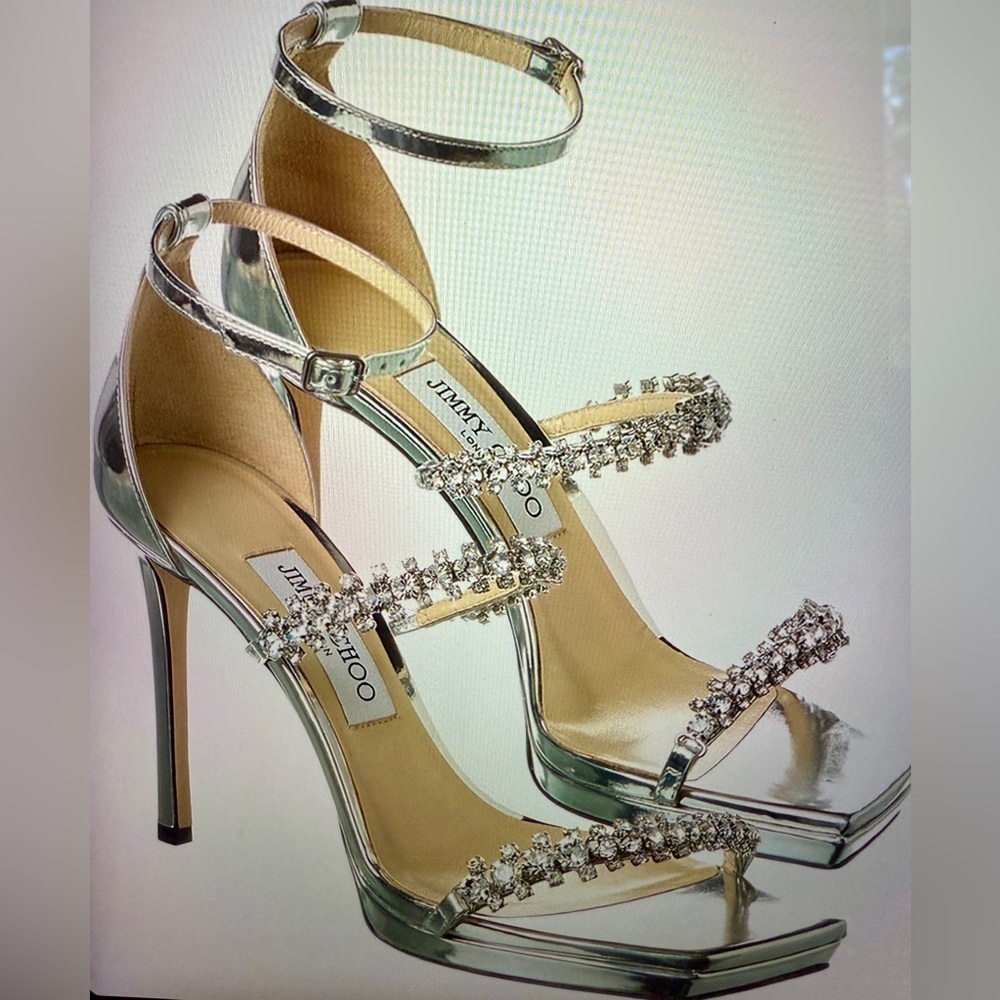 Jimmy Choo Silver Crystal Embellished Heels
